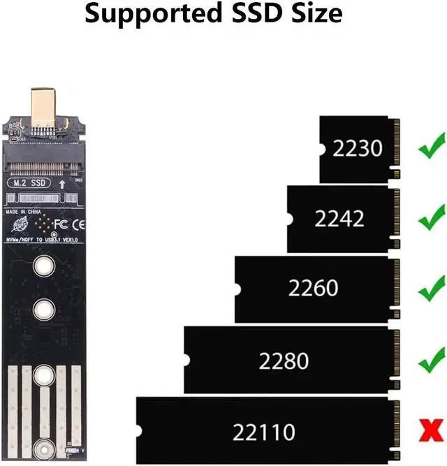 Alt view image 4 of 5 - ELIATER M.2 NVME to Type C Adapter, M.2 SSD to USB C Card, High Performance 10 Gbps USB 3.1 Gen 2 Bridge Chip, Use as Portable SSD, Support for Samsung 950/960/970 Evo/Pro/Windows XP 7 8 10, MAC OS