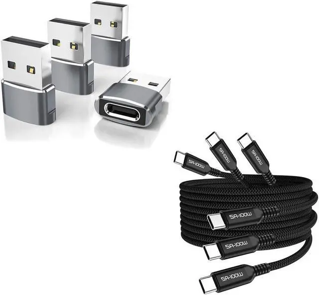 Main image of Elebase 4 Pack USB to USB C Adapter and 3 Pack USB C to Type C 100W Cable for Apple Watch Ultra iWatch Series 8 7,iPhone 12 13 14 15 Pro Plus Max,Airpods,iPad 9 10 Air 5 Mini 6,Galaxy S21 S22 S23