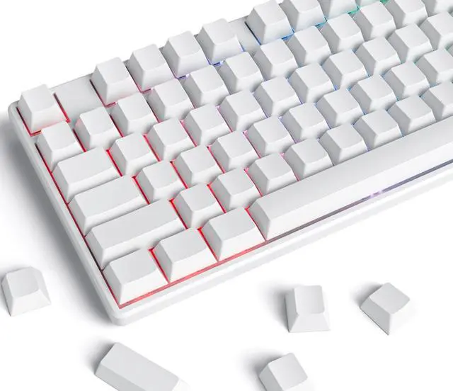 Main image of Fogruaden Blank Keycaps, Thick PBT White Keycaps, Cherry Profile, Minimalist White, 128 Key, Custom Keycap for Mechanical Keyboard