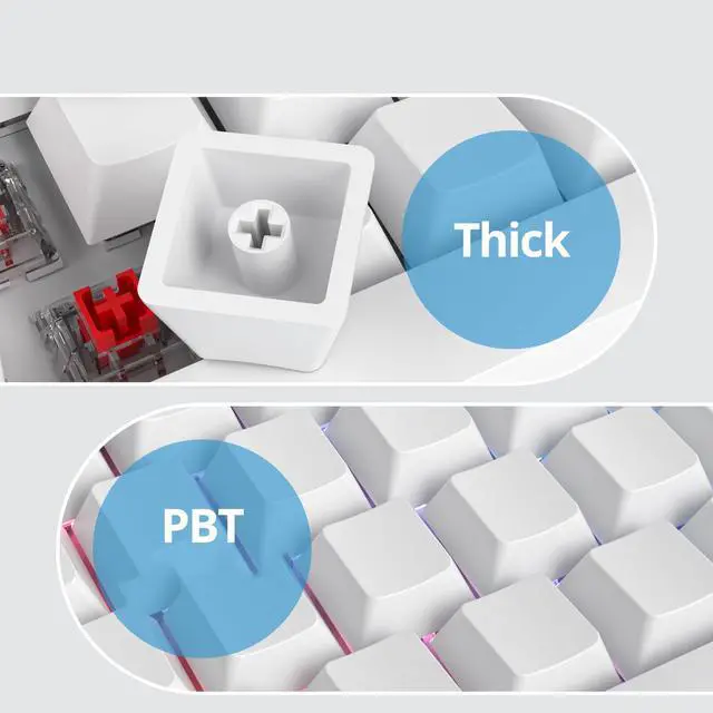 Alt view image 5 of 5 - Fogruaden Blank Keycaps, Thick PBT White Keycaps, Cherry Profile, Minimalist White, 128 Key, Custom Keycap for Mechanical Keyboard