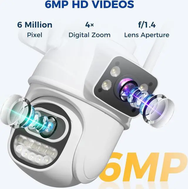 Alt view image 3 of 5 - GAIEXCE WiFi Security Camera Outdoor Wireless, 6MP Dual Lens Plug-in 360 Security Camera, Human Auto Tracking, AI Motion Detection, Color Night Vision, No Monthly Fees, Works with Alexa, 2.4G WiFi
