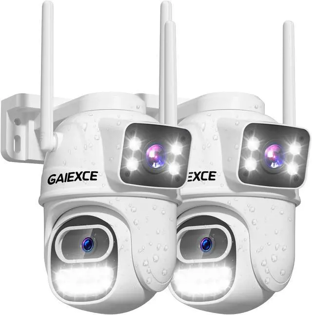 Main image of GAIEXCE, WiFi Camera Outdoor Wireless, Wired Plug-in| Dual Lens PTZ Security Camera Intdoor, Auto Motion Tracking, Color Night Version, Wroks with Alexa, IP66, SD Card No Monthly Fee, Cloud Storage
