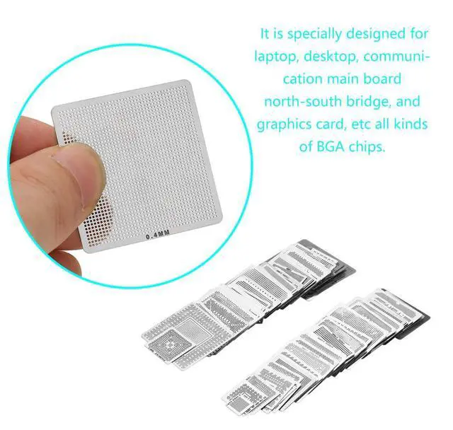 Alt view image 5 of 5 - Gerioie BGA Stencils Template, Directly Heat Set Kit BGA Reballing Stencils, for Laptop