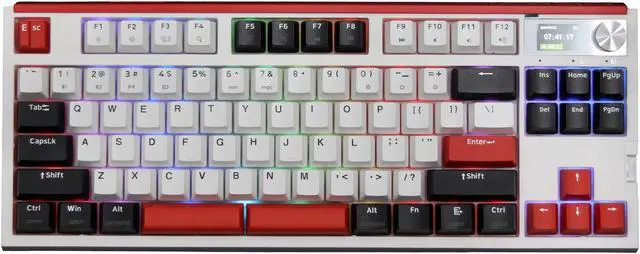 Main image of Glacier Skyloong GK87 Pro Lite TKL Layout Wireless/Wired Detachable USB-C Hot Swappable Mechanical Keyboard with Mini Display Screen and Knob, Split Space Bar Compatible (White/Black/Red)