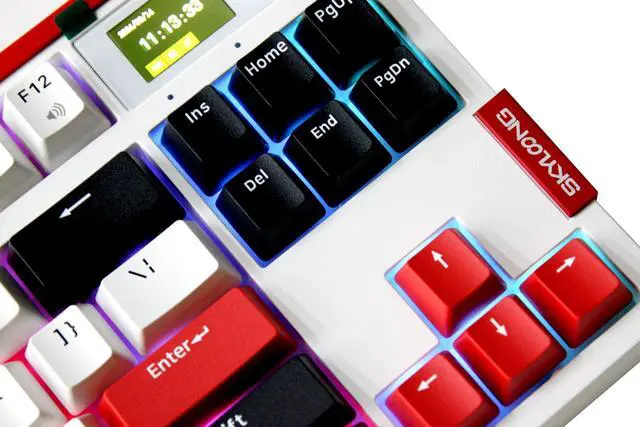 Alt view image 4 of 5 - Glacier Skyloong GK87 Pro Lite TKL Layout Wireless/Wired Detachable USB-C Hot Swappable Mechanical Keyboard with Mini Display Screen and Knob, Split Space Bar Compatible (White/Black/Red)