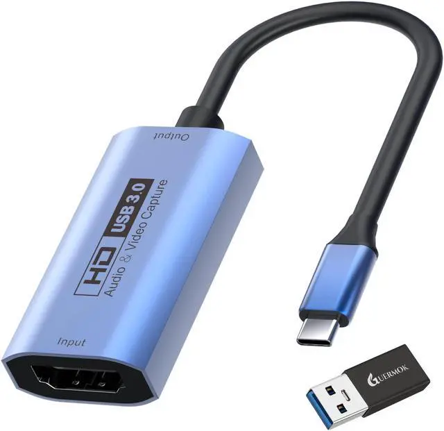 Main image of GUERMOK Video Capture Card, USB3.0 HDMI to USB-C Capture Device, Stream & Record at 2K@30FPS 1080P@60FPS, Compatible with iPad Mac OS Windows, Quest 3, OBS, Zoom, PS5/4, Switch, Xbox (Blue)