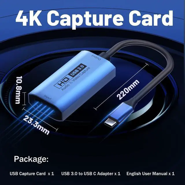Alt view image 3 of 5 - GUERMOK Video Capture Card, USB3.0 HDMI to USB-C Capture Device, Stream & Record at 2K@30FPS 1080P@60FPS, Compatible with iPad Mac OS Windows, Quest 3, OBS, Zoom, PS5/4, Switch, Xbox (Blue)