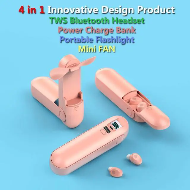 Alt view image 2 of 5 - IHAO Sport Bluetooth Headphones Wireless Earphones with Mic 4 in 1 Multifunctional Flashlight HiFi Bass Stereo Sound Waterproof Noise Reduction Headset for Gym Home Office-Luxury Pink F7
