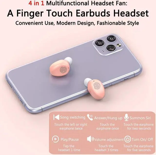 Alt view image 5 of 5 - IHAO Sport Bluetooth Headphones Wireless Earphones with Mic 4 in 1 Multifunctional Flashlight HiFi Bass Stereo Sound Waterproof Noise Reduction Headset for Gym Home Office-Luxury Pink F7