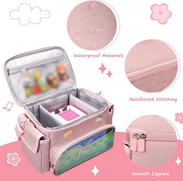 Alt view image 4 of 5 - Jaffzora Carrying Case Fit for Toniebox & Little Tikes Story Dream Machine Starter Set, Cute Storage Bag Compatible with Toniebox Audio Player, Tonies Characters and Accessories, Pink (Bag Only)