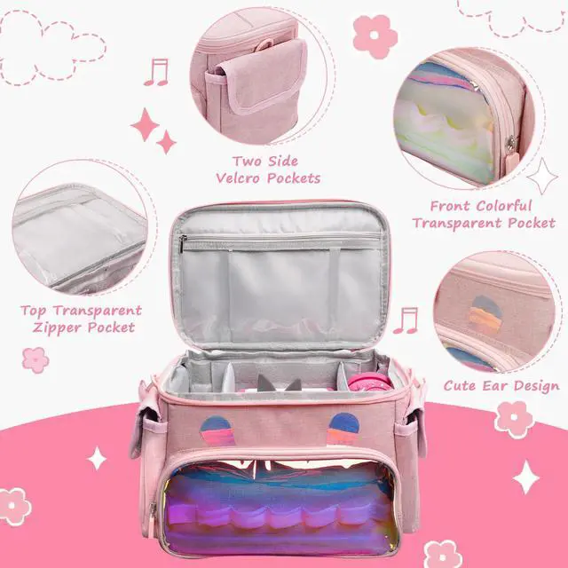 Alt view image 5 of 5 - Jaffzora Carrying Case Fit for Toniebox & Little Tikes Story Dream Machine Starter Set, Cute Storage Bag Compatible with Toniebox Audio Player, Tonies Characters and Accessories, Pink (Bag Only)
