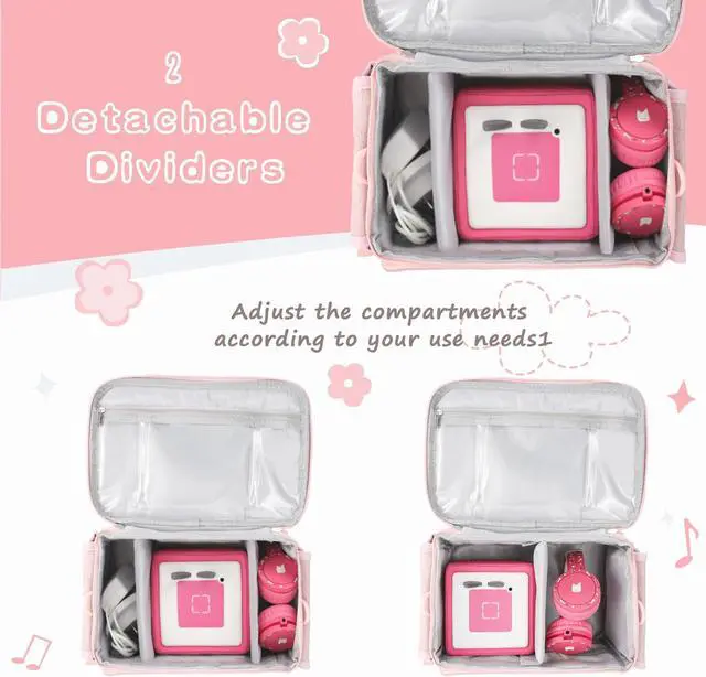 Alt view image 3 of 5 - Jaffzora Carrying Case Fit for Toniebox & Little Tikes Story Dream Machine Starter Set, Cute Storage Bag Compatible with Toniebox Audio Player, Tonies Characters and Accessories, Pink (Bag Only)