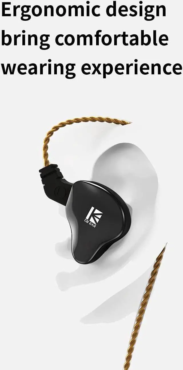 Alt view image 5 of 5 - Kinboofi KBEAR KS2 in Ear Earphone, 1BA 1DD Stereo IEM, HiFi Noise Cancelling Sport Hybrid Headphones with PCB Frequency Board, 2 PIN Detachable Cable, for Audiophile (with Mic, Black)