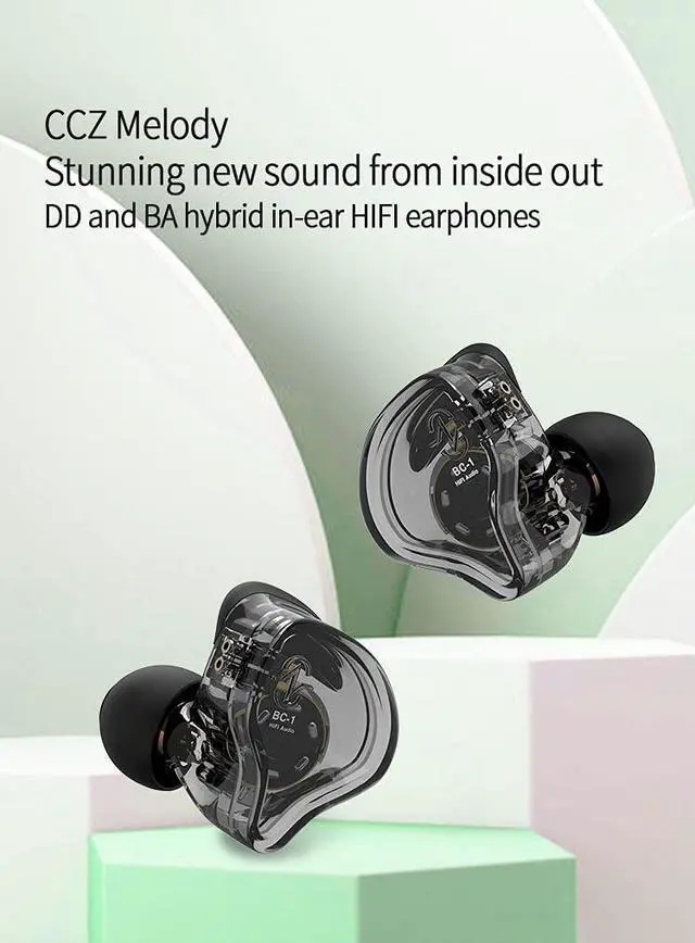 Alt view image 2 of 5 - CCZ Melody Type-C in Ear Monitors, Dynamic Hybrid Dual Driver in Ear Headphones 1BA+1DD HiFi Wired Headphones Musicians IEM Upgrade Deep Bass Suitable for Audiophile Musician (Melody-Green, No MIC)