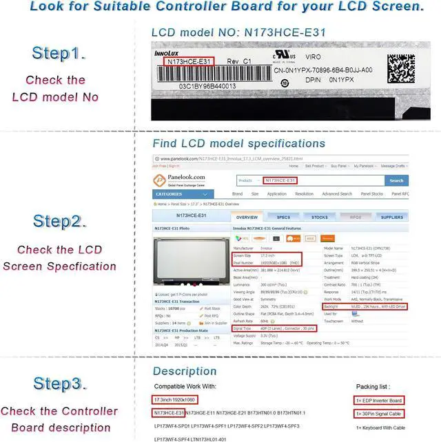 Alt view image 5 of 5 - VGA Controller Board 30 Pin eDP for 1920x1080 NV140FHM B156HAN01.1 LP156WF4 NV156FHM N156HGE-EA1 B173HAN01.0 N173HCE E11 E21 E31 LP173WF4 11.6'' 13.3'' 14'' 15.6'' 17.3 inch LCD Screen