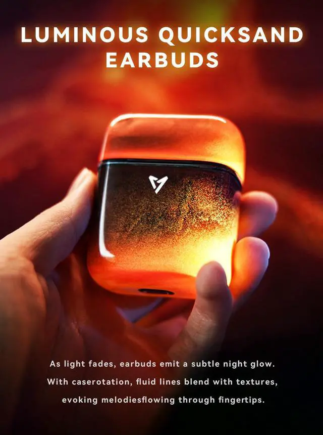 Alt view image 2 of 5 - LIUP Wireless Luminous Earbuds LP1 Bluetooth 5.4 Moving Sand Glow in The Dark Earbuds with Wireless Charging Case 32H Playback Ear Buds Stereo Bass Built-in Mic in Ear Earphones for TV Smart Phone