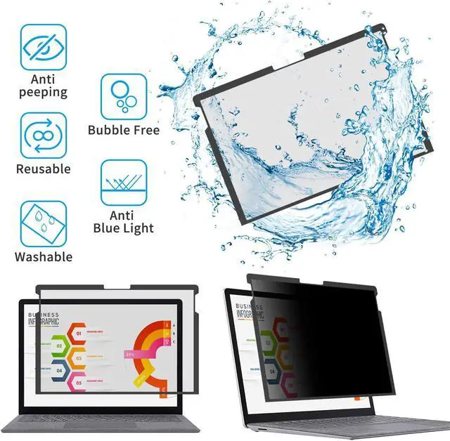 Alt view image 5 of 5 - ZOEGAA Surface Laptop Privacy Screen, for Microsoft Surface Laptop 1/2/3/4/5 13.5" Privacy Screen Protector,Anti Blue Light Privacy Screen Protector Compatible with Surface Laptop 4/5 13.5 inch 2022