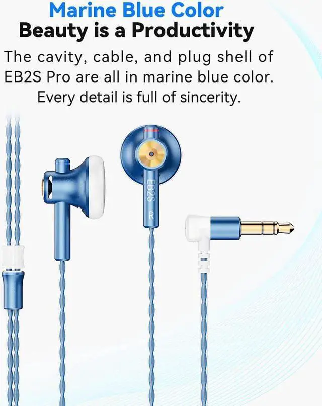 Alt view image 4 of 5 - NICEHCK EB2S Pro Flat Head Earbuds, Wired Earbuds in-Ear Headphones,Noise Isolation Corded for 3.5mm/4.4mm Jack Ear Buds Galaxy S7 Edge,Galaxy S23 Ultra, Xiaomi Mi A3 Audiophile (3.5mm with Mic)