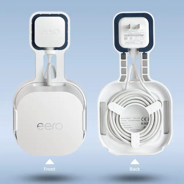 Alt view image 2 of 5 - PETIMETI Wall Mount Holder for EERO 6+ Mesh WiFi System, Space Saving Outlet Wall Mount Bracket for EERO 6+ Router with Cord Management and Easily Moved(3 Pack)