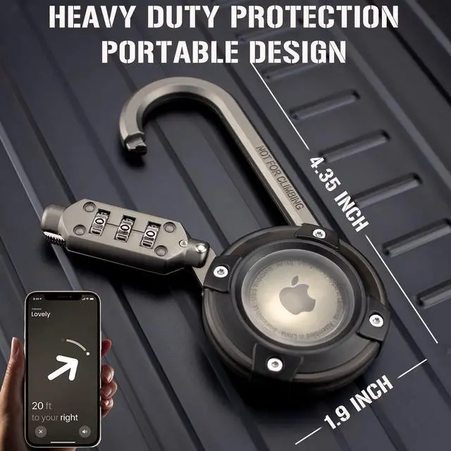 Alt view image 2 of 5 - PerfiPro Airtag Holder with 3-Digit Combination Lock, Protective Airtag Case with Metal Carabiner,2 Pack Airtag Wallet Holder, Ultra Thin Airtag Wallet Card Case Cover