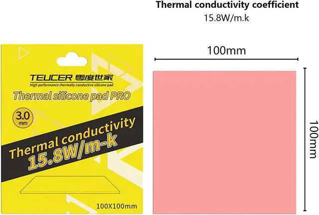 Alt view image 2 of 5 - Thermal Pad 15.8 W/mK, 100x100x3mm, Non Conductive Heat Resistance High Temperature Resistance, Silicone Thermal Pads for PC Laptop PS4/PS5/CPU/GPU/Computer