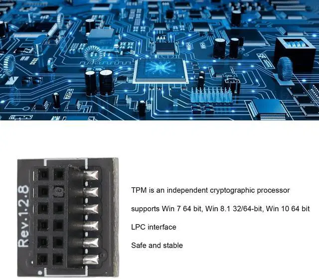 Alt view image 2 of 5 - Encryption Security Module,12Pin SPI TPM2.0 Safe Stable Performance Durable 12 Pin SPI Module for Win 11,Replacement TPM 2.0 Encryption Security Module for MSI