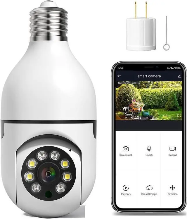 Main image of 3MP Light Bulb Security Camera for Home Security, 360° WiFi Smart Light Socket Security Camera Outdoor Wireless, Lightbulb Camera with Motion Detection, Two Way Talk, Compatible with Alexa (1Pack)