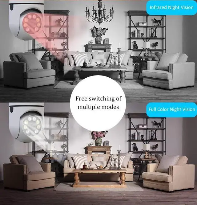 Alt view image 4 of 5 - 3MP Light Bulb Security Camera for Home Security, 360° WiFi Smart Light Socket Security Camera Outdoor Wireless, Lightbulb Camera with Motion Detection, Two Way Talk, Compatible with Alexa (1Pack)