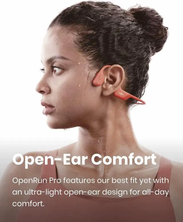 Alt view image 2 of 5 - SHOKZ OpenRun Pro - Open-Ear Bluetooth Bone Conduction Sport Headphones - Sweat Resistant Wireless Earphones for Workouts and Running with Premium Deep Base - Built-in Mic, with Hair Band