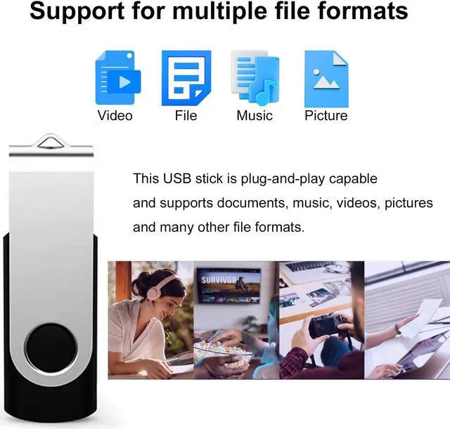 Alt view image 4 of 5 - Bulk USB Flash Drive 4GB 20 Pack TATMOHIK USB2.0 Flash Drives Pack Thumb Drive Swivel USB Drive Pack Memory Sticks Jump Drives Pen Drive, Muticolor, 4 GB, 20 Pieces