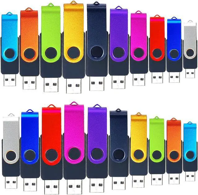 Main image of Bulk USB Flash Drive 4GB 20 Pack TATMOHIK USB2.0 Flash Drives Pack Thumb Drive Swivel USB Drive Pack Memory Sticks Jump Drives Pen Drive, Muticolor, 4 GB, 20 Pieces