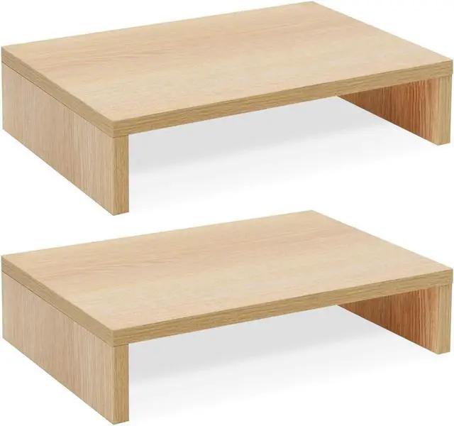 Main image of TEAMIX Wood Monitor Stand Riser - 2 Pack Adjustable Dual Monitor Riser for Laptop/PC
