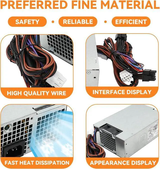 Alt view image 3 of 5 - Power Supply 500W Compatible with DELL XPS 8950 Vostro 3901 3910 Inspiron 3910 D12 Latitude D500 Optiplex 7000MT 7000 Precision T3660 L500EPS-01 VFFKJ DYW3N DPS-500AB-58A D500EPS-01 HU500EPS-00