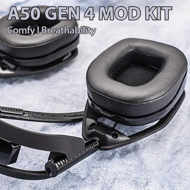 Alt view image 3 of 5 - A50 Mod Kit Gen 4 - Compatible with Astro A50 Gen 4 Headset I Ear Pads/Headband/Replacement Ear Cushions/Microphone Foam - Not Suitable for A50 Gen 3 (Protein Leather)