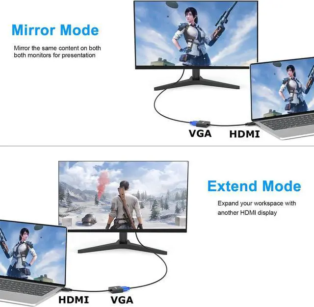 Alt view image 5 of 5 - HDMI to VGA Adapter 5 Pack Black,Braided HDMI to VGA Adapter Male to Female Cable 1080P for Desktop, Laptop, PC, Monitor, Projector, HDTV, Chromebook, Raspberry Pi, Roku, Xbox and More-Braided