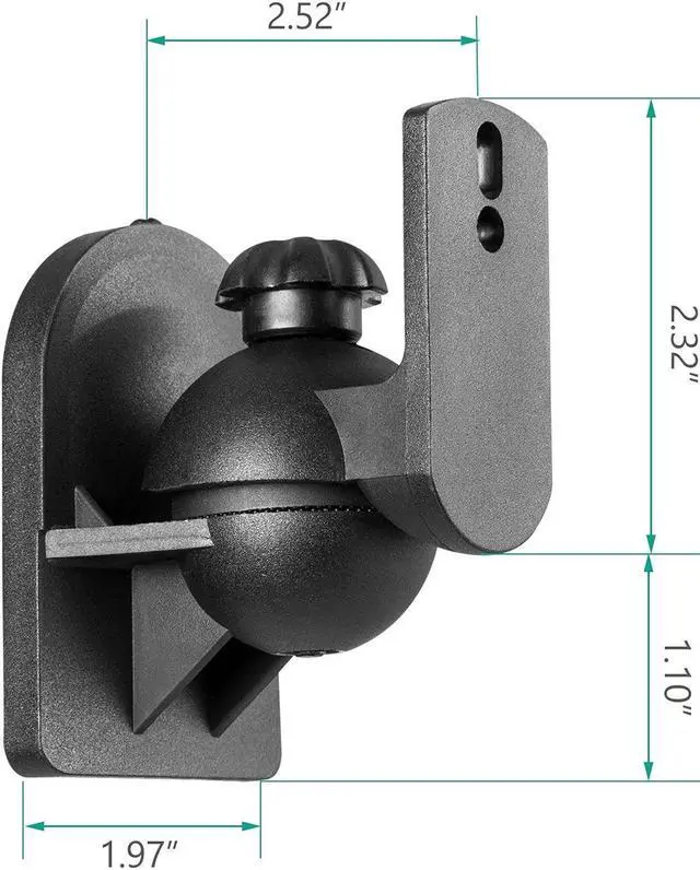 Alt view image 3 of 5 - WALI Speaker Wall Mounts, Bookshelf Speaker Wall Mount Brackets, Surround Sound Speaker Mounts, Hold up to 7.7 lbs, (SWM402), 4 Pack, Black