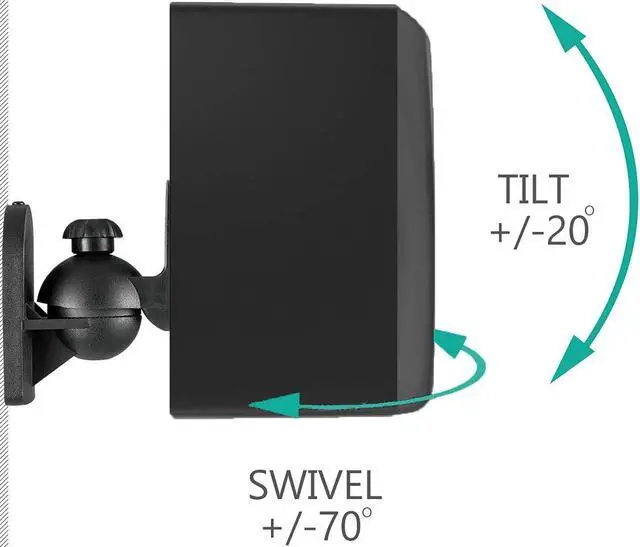 Alt view image 4 of 5 - WALI Speaker Wall Mounts, Bookshelf Speaker Wall Mount Brackets, Surround Sound Speaker Mounts, Hold up to 7.7 lbs, (SWM402), 4 Pack, Black