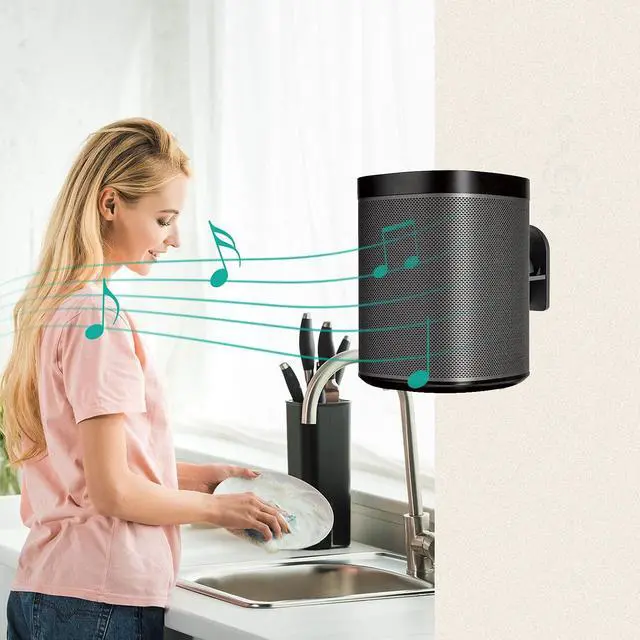 Alt view image 2 of 5 - WALI Speaker Wall Mounts, Bookshelf Speaker Wall Mount Brackets, Surround Sound Speaker Mounts, Hold up to 7.7 lbs, (SWM402), 4 Pack, Black