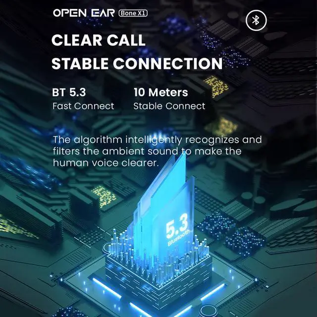 Alt view image 3 of 5 - XIMAND Bone Conduction Headphones,IPX5 Open-Ear Wireless Bluetooth 5.3 Magnetic Charging with Mic, 6Hr Playtime, Waterproof Sweatproof Earphones for Sports, Running, Gym, Hiking, Cycling - Black