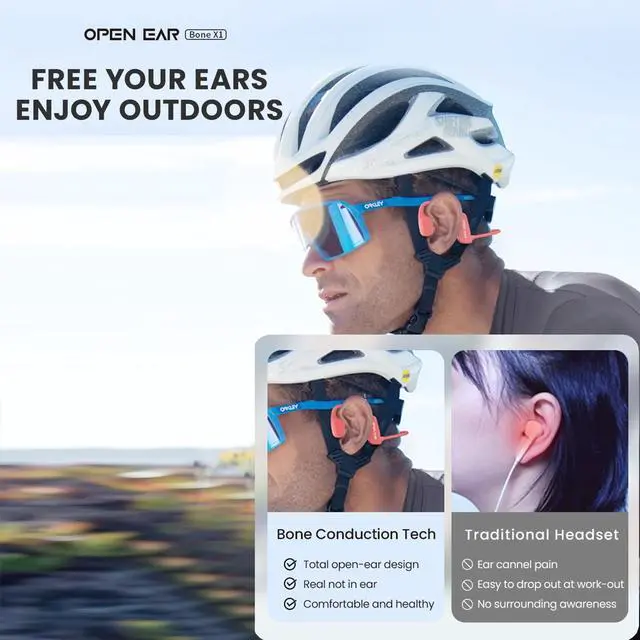 Alt view image 2 of 5 - XIMAND Bone Conduction Headphones,IPX5 Open-Ear Wireless Bluetooth 5.3 Magnetic Charging with Mic, 6Hr Playtime, Waterproof Sweatproof Earphones for Sports, Running, Gym, Hiking, Cycling - Black