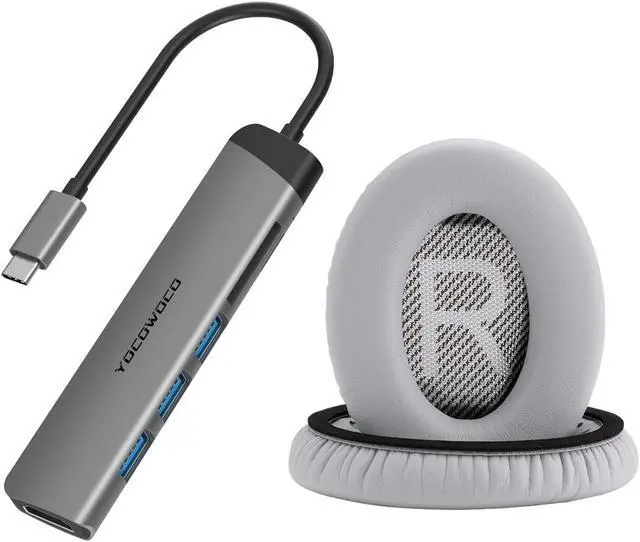 Main image of USB C Hub 6-in-1 Multiport Adapter Dongle and Ear Pads Replacement fit Bose QuietComfort QC35/QC35 II