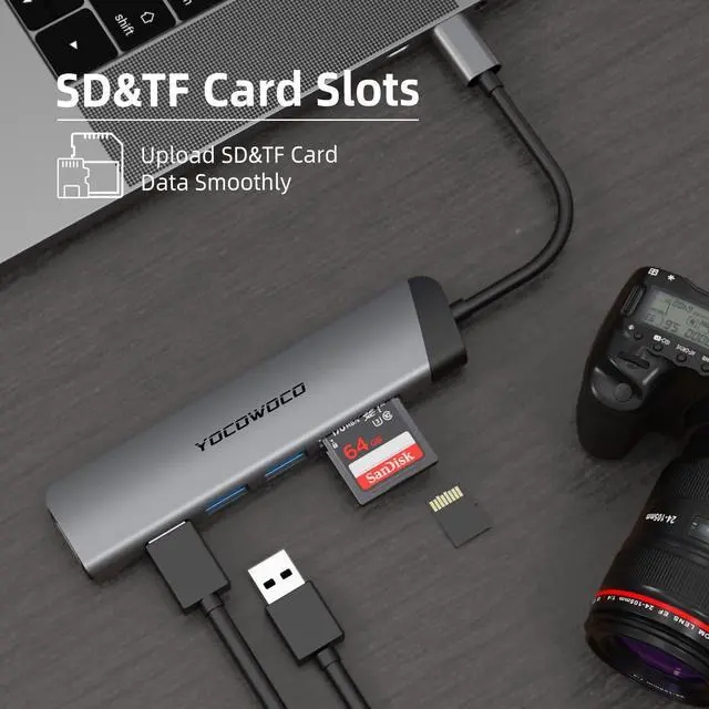 Alt view image 4 of 5 - USB C Hub 6-in-1 Multiport Adapter Dongle and Ear Pads Replacement fit Bose QuietComfort QC35/QC35 II