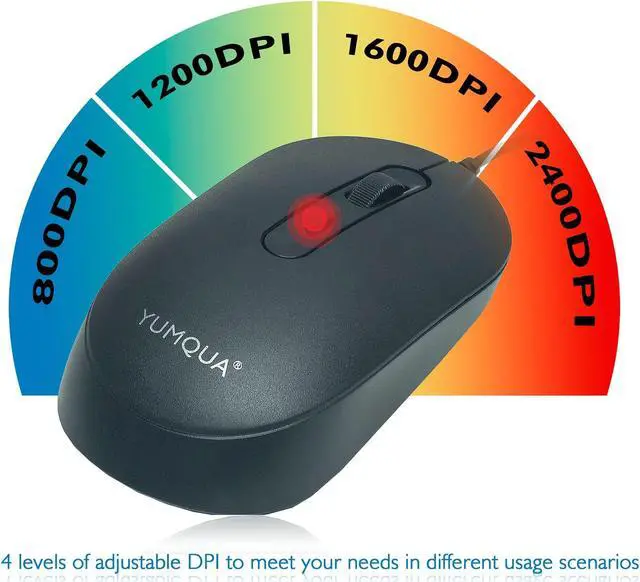 Alt view image 3 of 5 - YUMQUA M104 Bulk Wired Computer Mouse 10 Pack, Silent Optical USB Corded Mice for Laptop PC Chromebook, Black