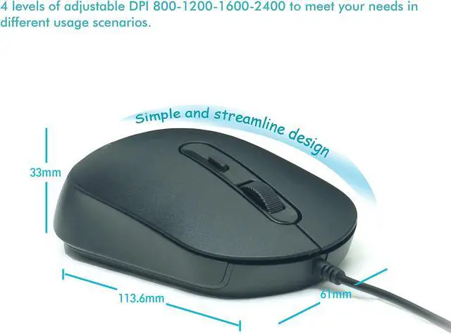 Alt view image 5 of 5 - YUMQUA M104 Bulk Wired Computer Mouse 10 Pack, Silent Optical USB Corded Mice for Laptop PC Chromebook, Black