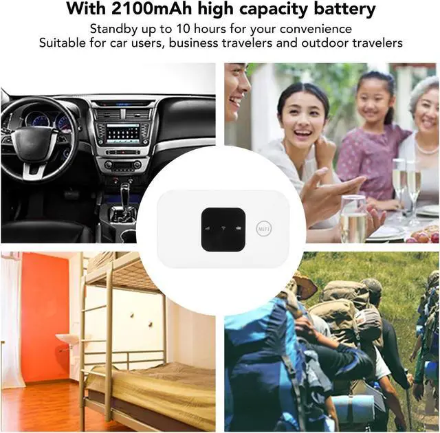 Alt view image 4 of 5 - 4G LTE Mobile Hotspot, Portable Mobile Hotspot with SIM Card Slot, High Speed Portable Router for Office Travel Outdoor Business, Support 10 Users