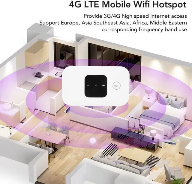 Alt view image 3 of 5 - 4G LTE Mobile Hotspot, Portable Mobile Hotspot with SIM Card Slot, High Speed Portable Router for Office Travel Outdoor Business, Support 10 Users