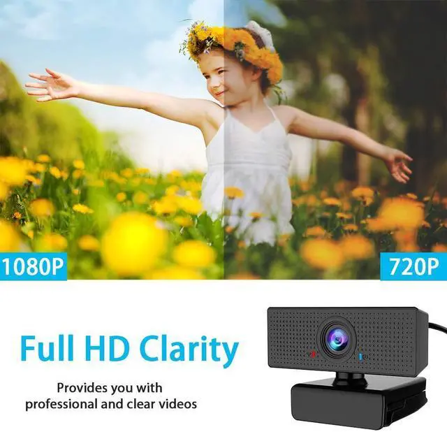 Alt view image 2 of 5 - Webcam with Microphone HD 1080P Web Cam Mic for Laptop PC Mac Computer Camera USB Desktop Video Streaming Noise-Cancelling Gaming Skype Facetime YouTube Zoom Network Multi-System Compatible