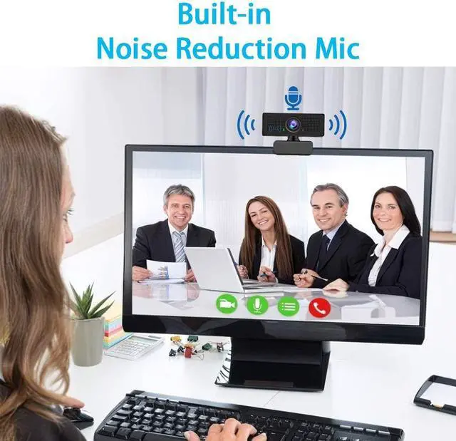 Alt view image 3 of 5 - Webcam with Microphone HD 1080P Web Cam Mic for Laptop PC Mac Computer Camera USB Desktop Video Streaming Noise-Cancelling Gaming Skype Facetime YouTube Zoom Network Multi-System Compatible