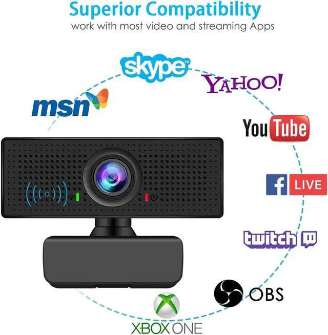 Alt view image 5 of 5 - Webcam with Microphone HD 1080P Web Cam Mic for Laptop PC Mac Computer Camera USB Desktop Video Streaming Noise-Cancelling Gaming Skype Facetime YouTube Zoom Network Multi-System Compatible