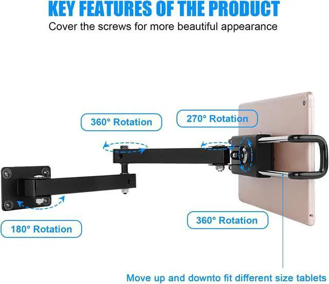 Alt view image 3 of 5 - GSRUAN Tablet Wall Mount Bracket for 7-13 inch Tablets, Anti-Theft Adjustable Stand Holder for Exhibition Halls, Meeting Rooms, Classroom, Supermarket, etc.
